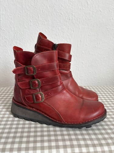 Fly london red leather - leather, buckle